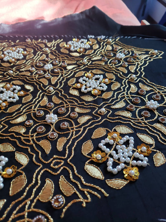 Queen Katherine Parr replica hand embroidered underskirt panel with gems pearls and spangles