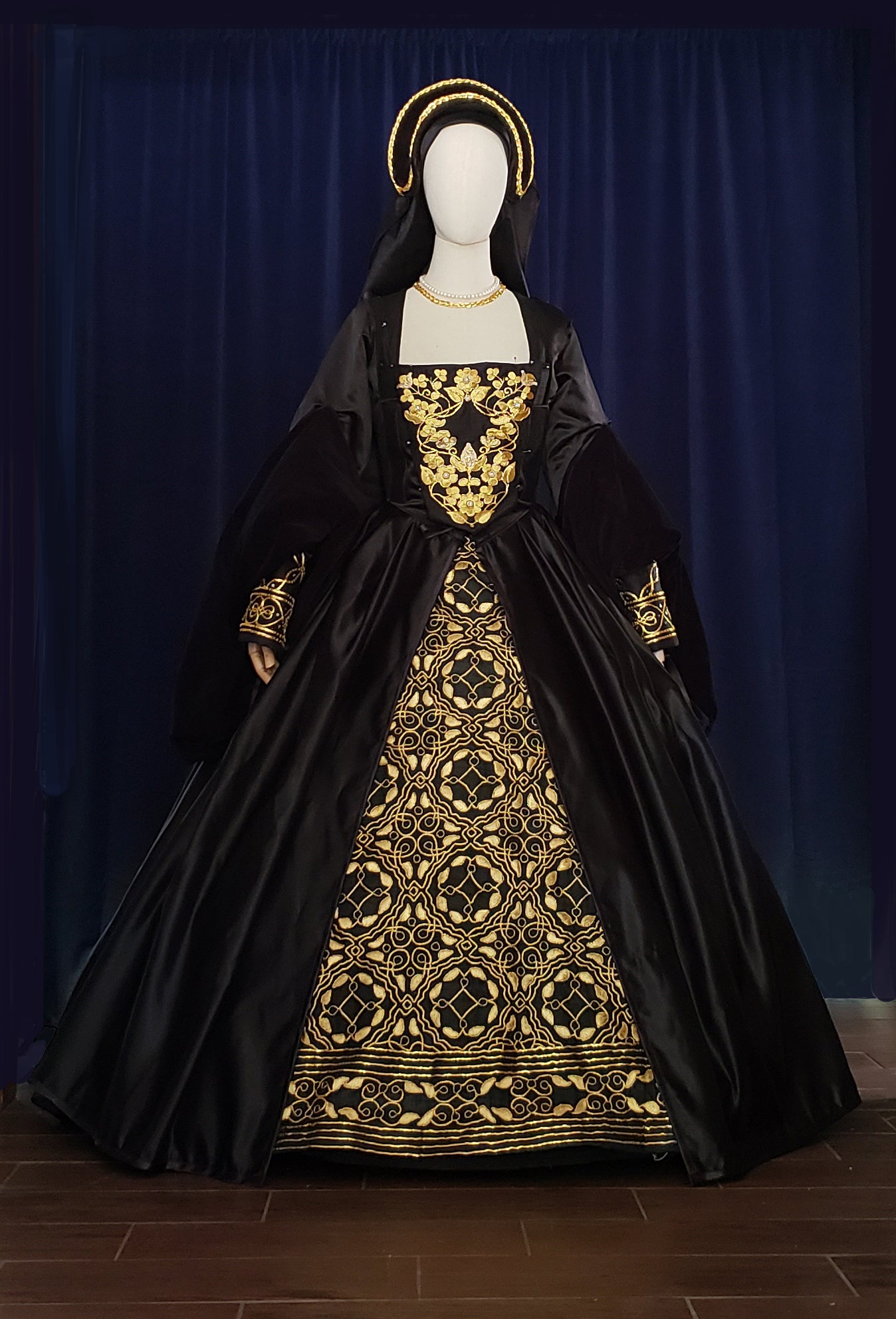 Queen Katherine Parr replica hand embroidered underskirt panel with gems pearls and spangles