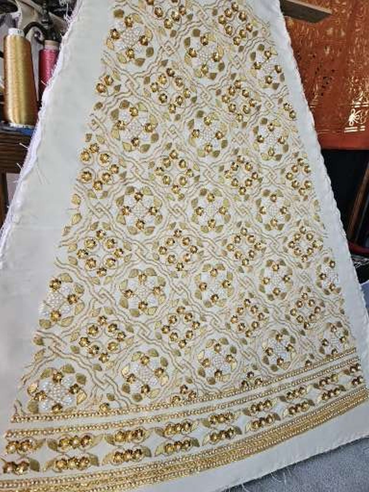 Ivory Queen Katherine Parr replica underskirt panel
