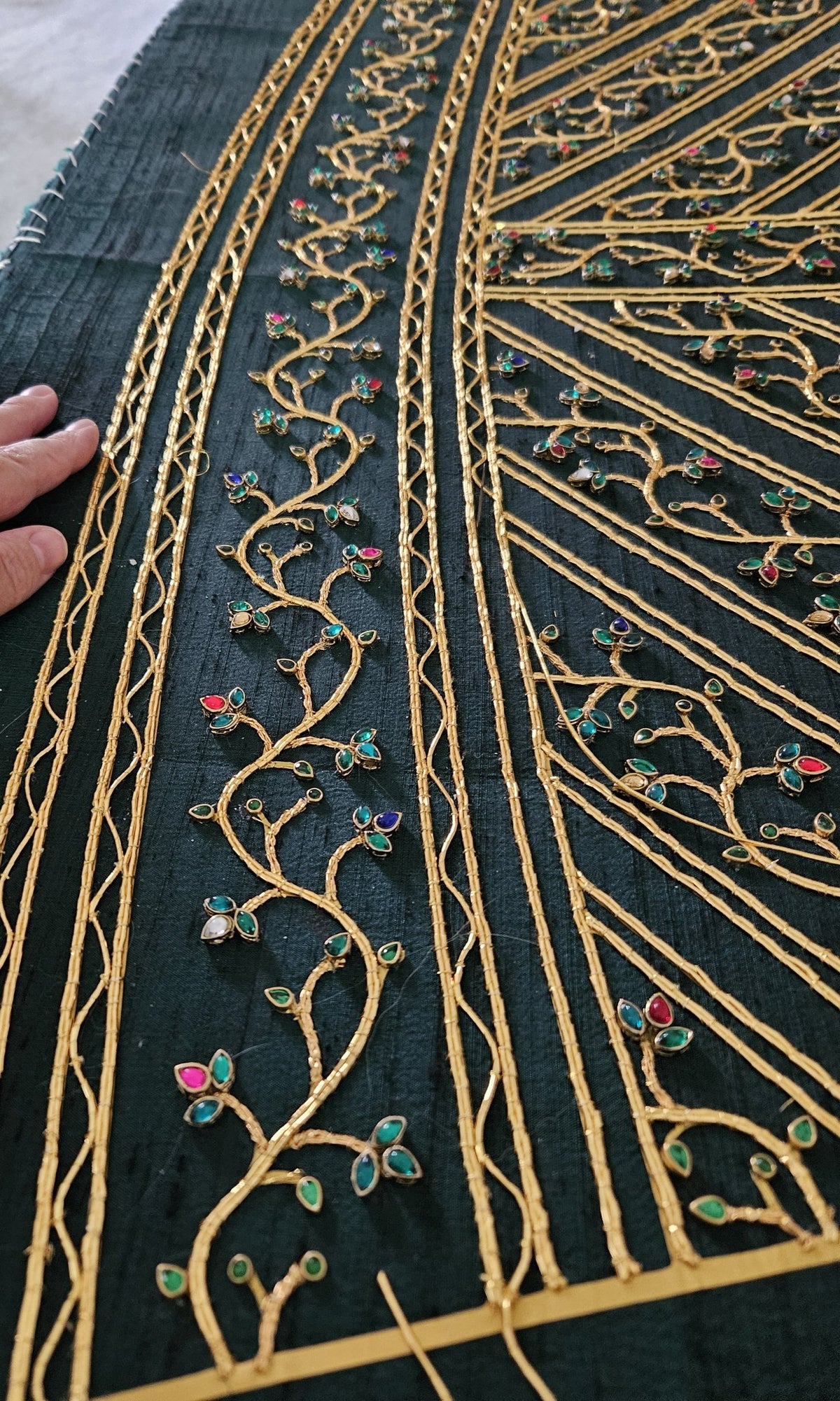 Vines with DIY gems and pearls in gold or silver on your choice of silk