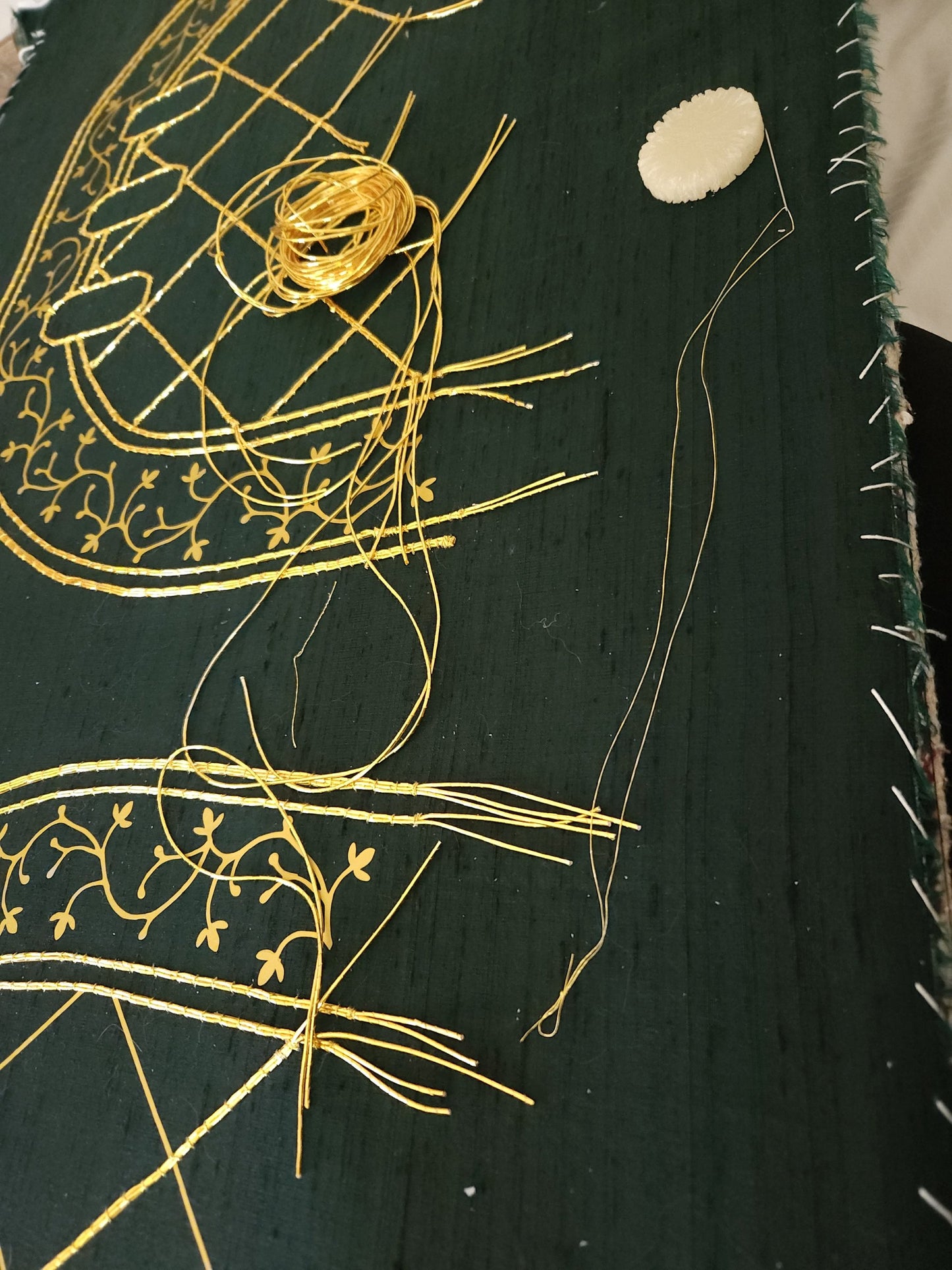 Vines with DIY gems and pearls in gold or silver on your choice of silk