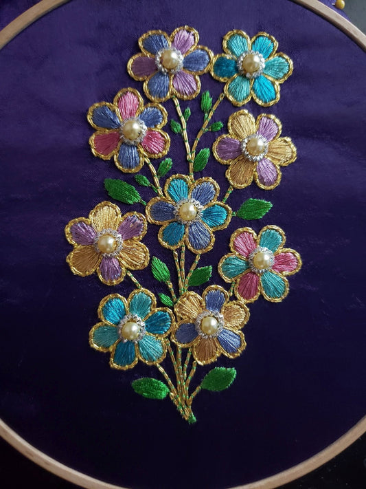 Polychrome Flower Cluster Rare Gold and Silverwork Embroidery Kit
