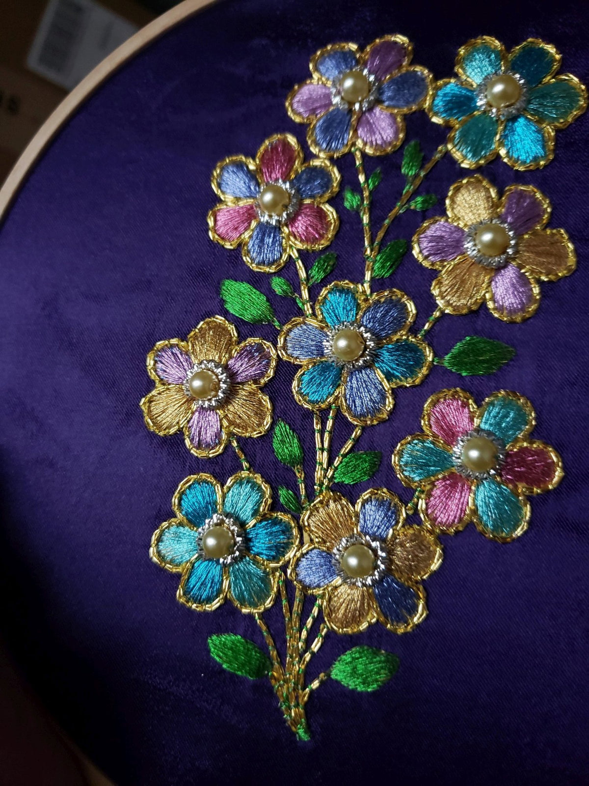 Polychrome Flower Cluster Rare Gold and Silverwork Embroidery Kit