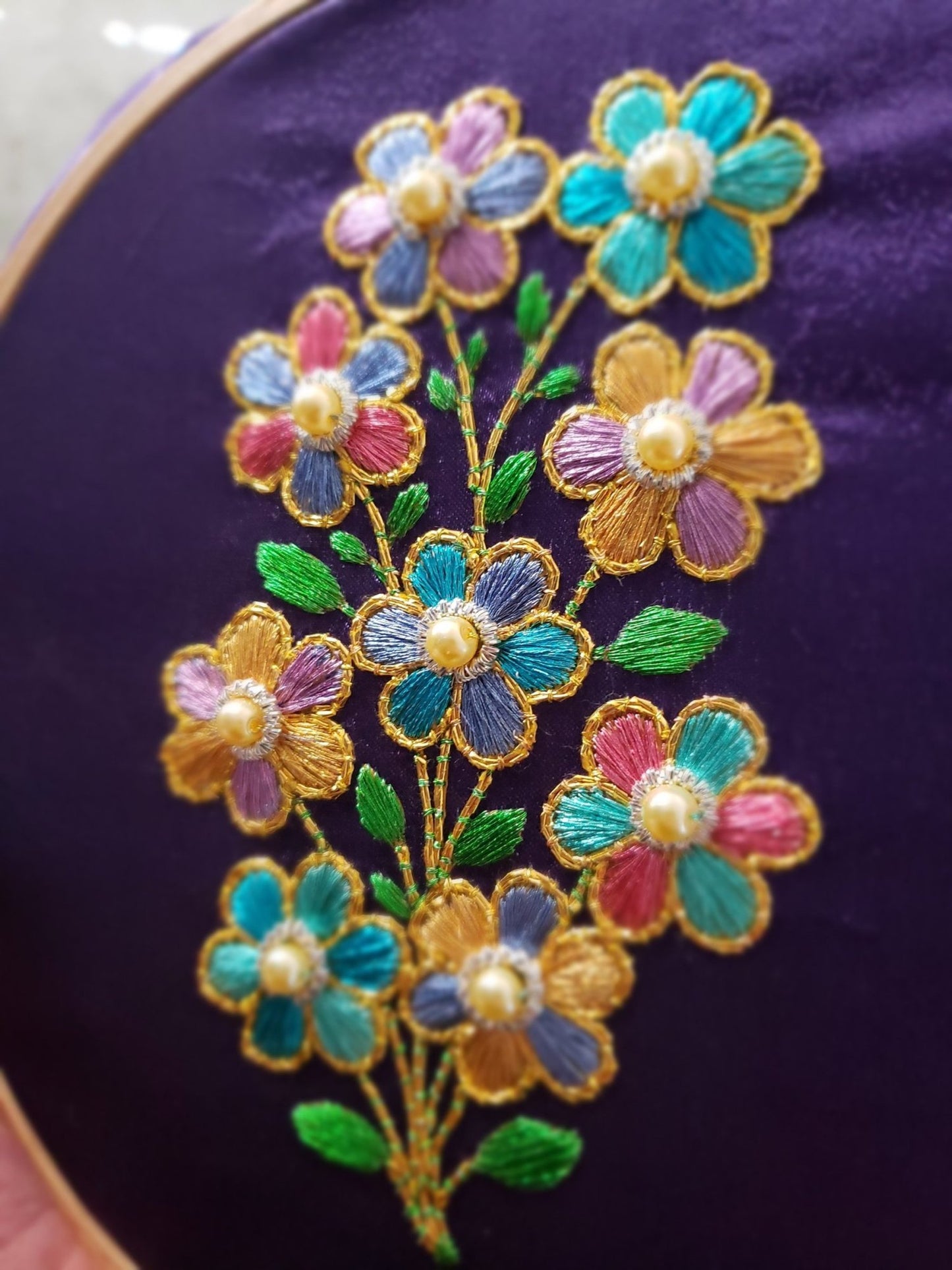 Polychrome Flower Cluster Rare Gold and Silverwork Embroidery Kit