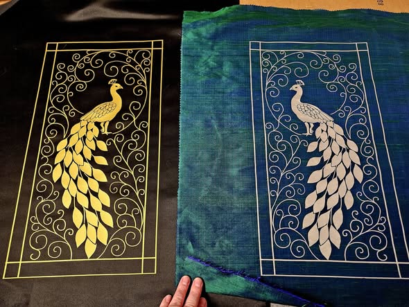Peacock Embroidery Kit — Goldwork and Rare Shaded Silver Leaf Thread