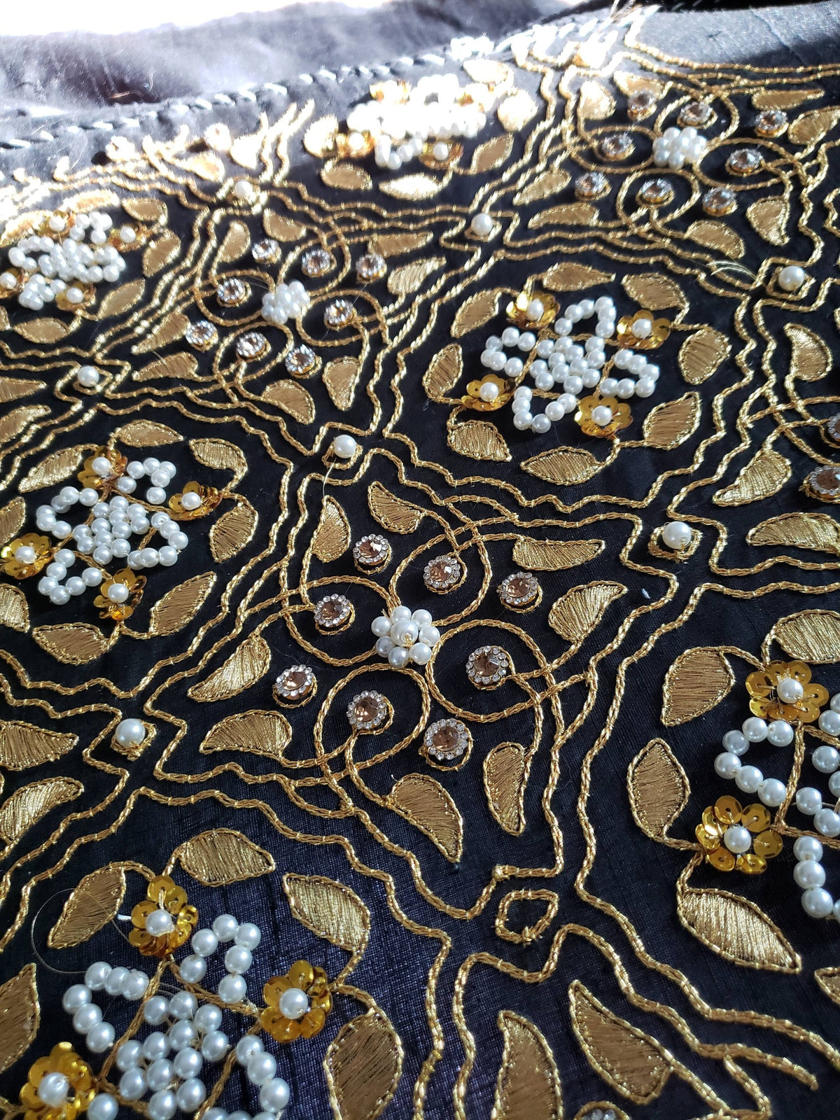Queen Katherine Parr replica hand embroidered underskirt panel with gems pearls and spangles