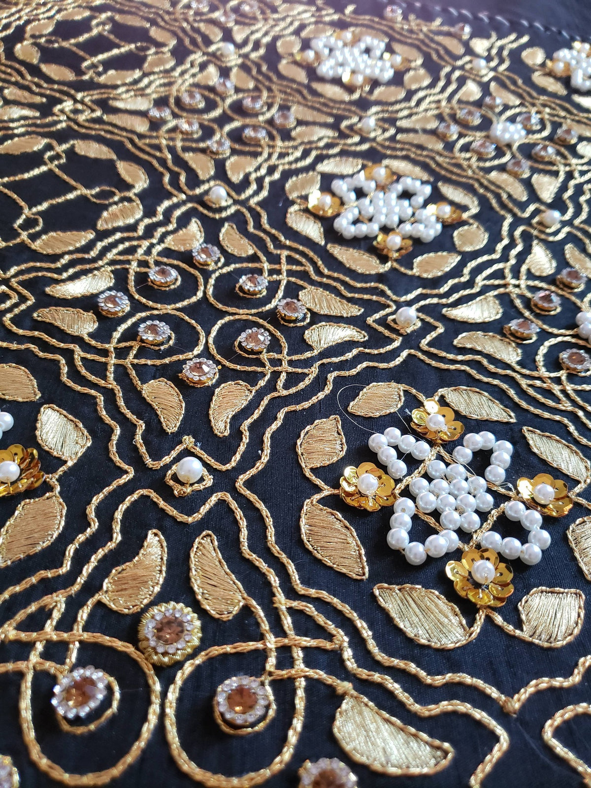 Queen Katherine Parr replica hand embroidered underskirt panel with gems pearls and spangles