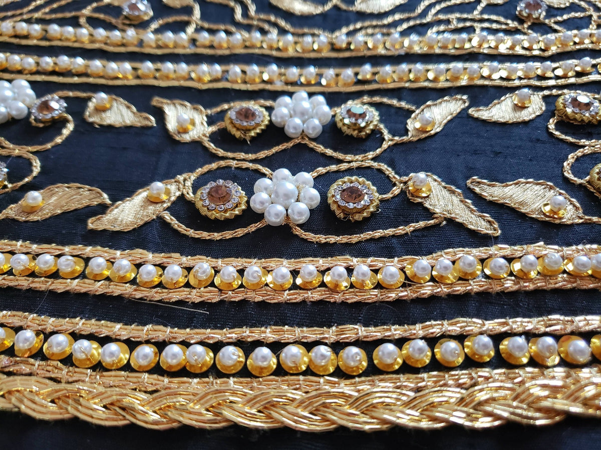 Queen Katherine Parr replica hand embroidered underskirt panel with gems pearls and spangles