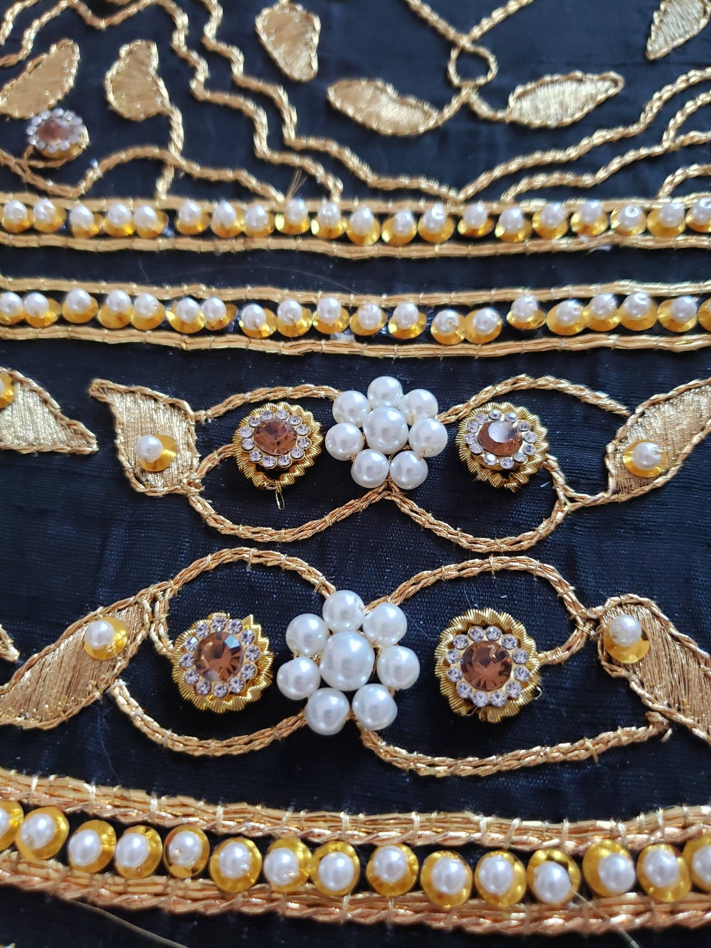 Queen Katherine Parr replica hand embroidered underskirt panel with gems pearls and spangles