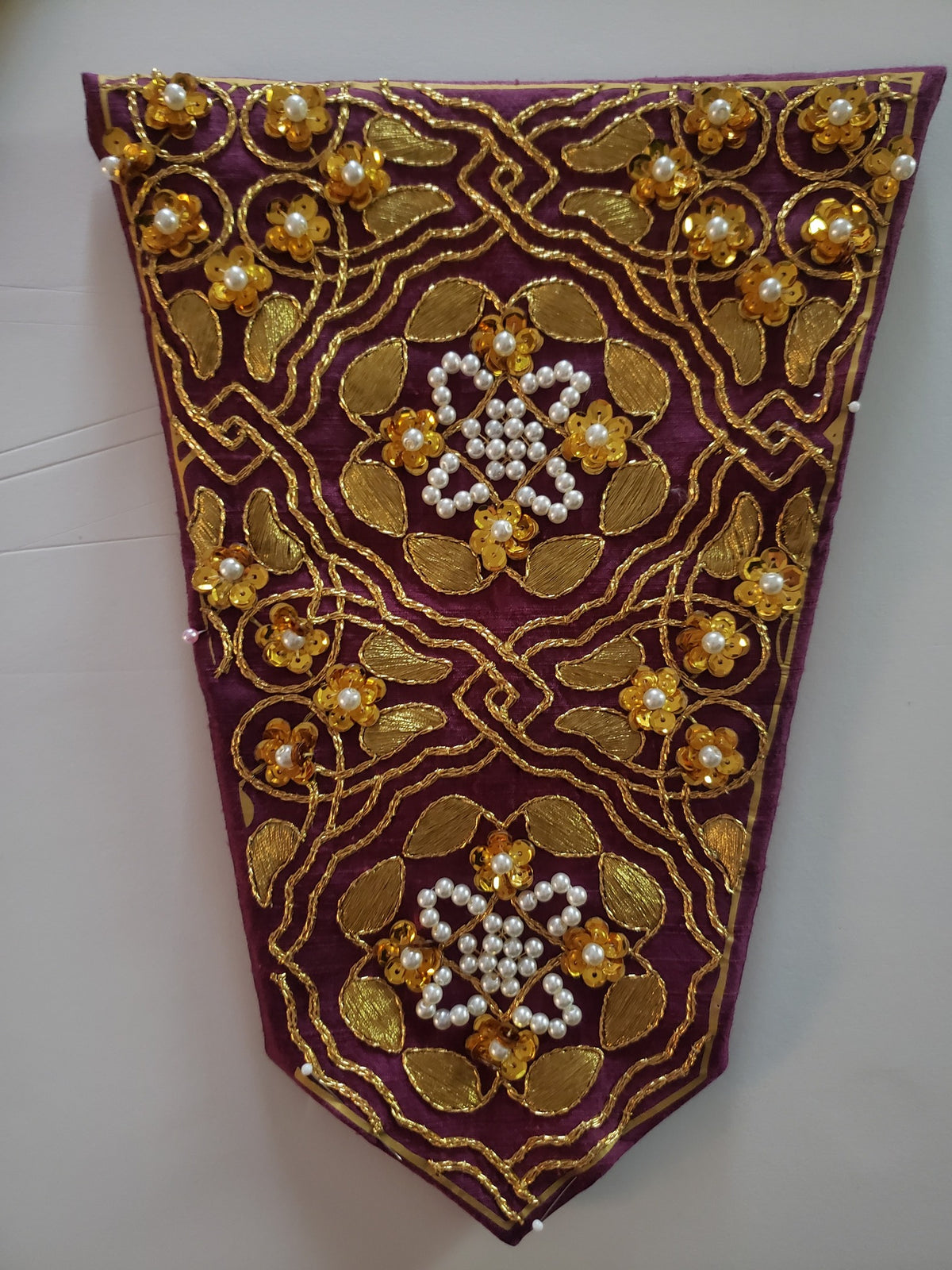 Hand goldwork embroidered fancy bodice front