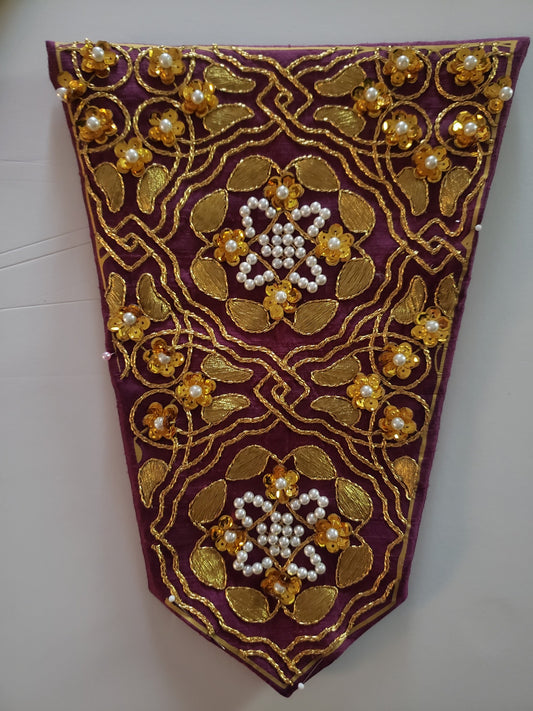 Hand goldwork embroidered fancy bodice front