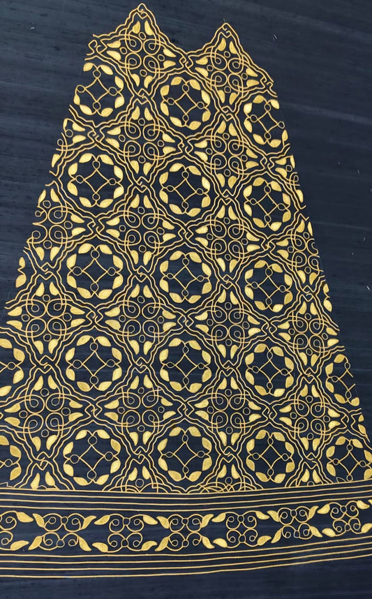 Hand Gold worked Onyx Black Queen Katherine Parra replica panel