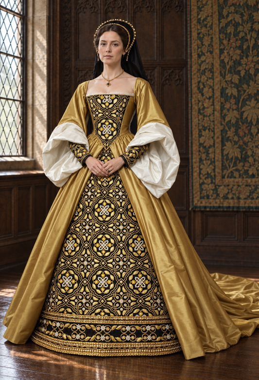 Hand Goldwork Underskirt Panel Queen Katherine Parr replica
