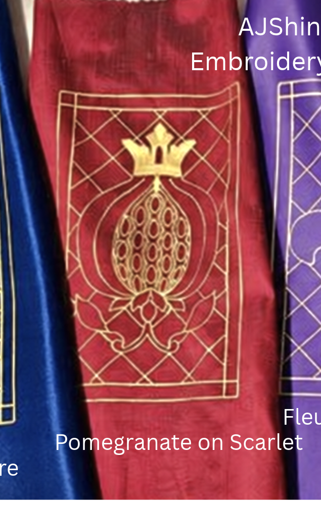 Royal Pomegranate phone cover embroidery kit on scarlet silk