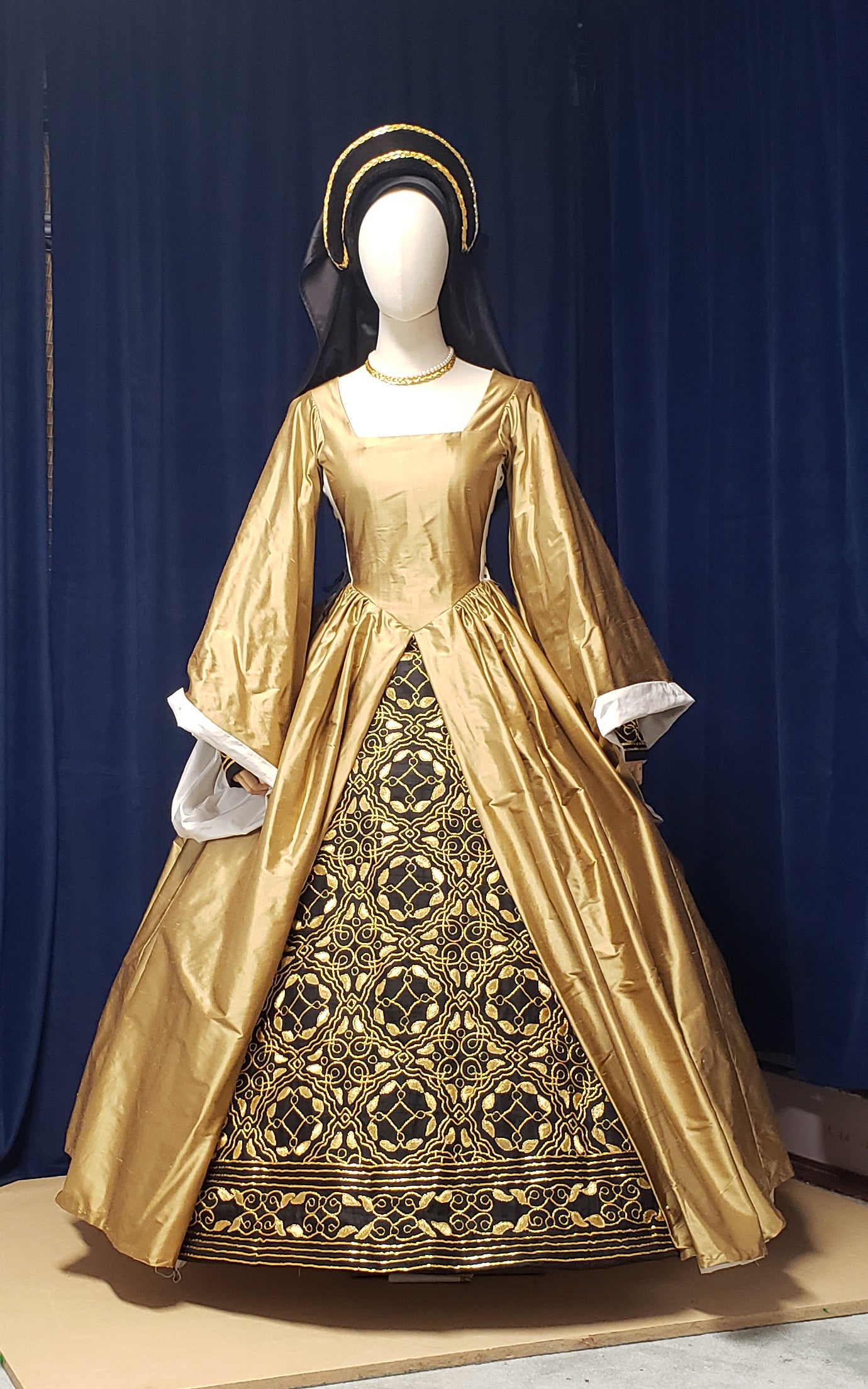 Queen Katherine Parr replica hand embroidered underskirt panel with gems pearls and spangles