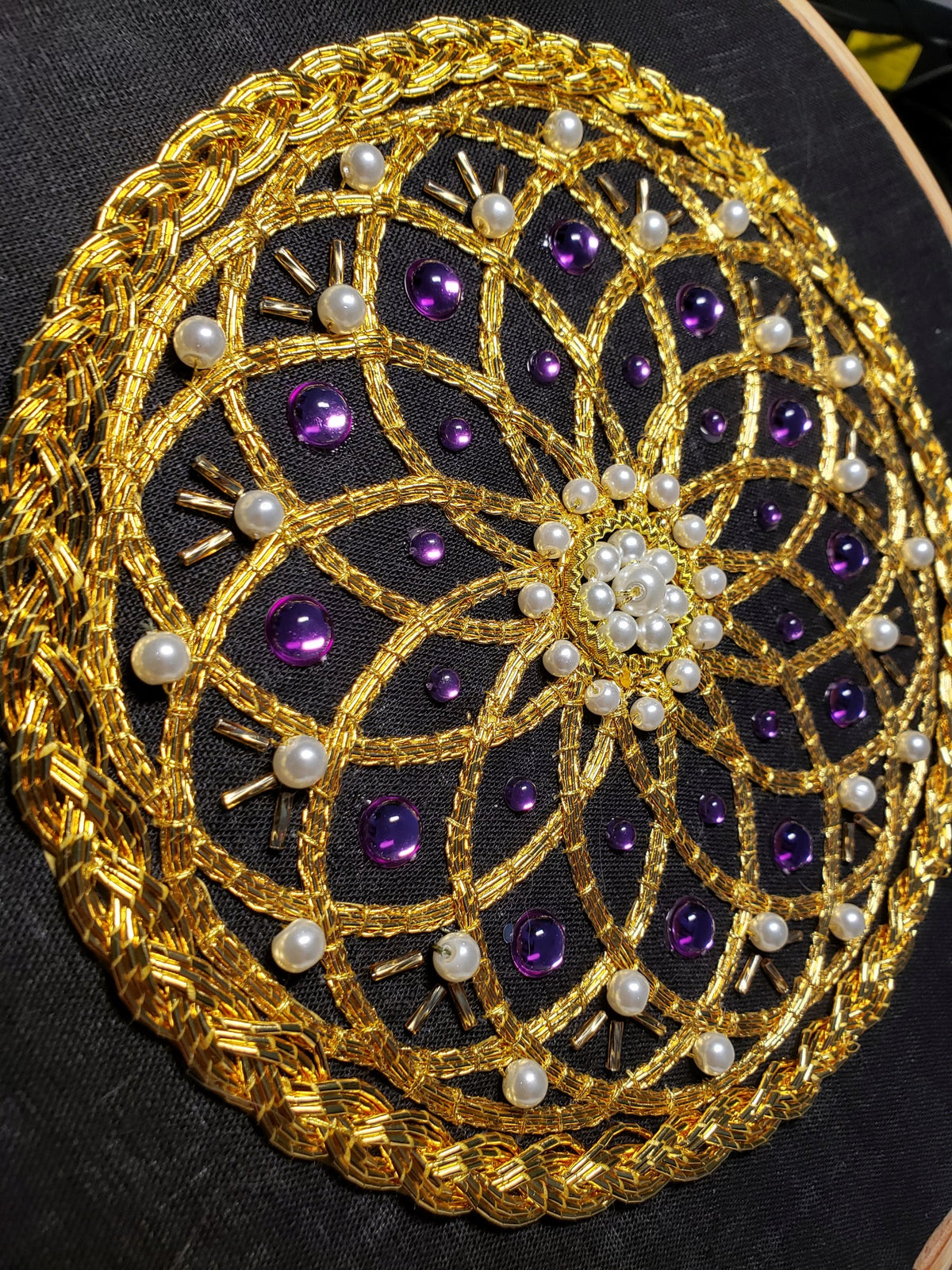 Gothic Rose Window Badge goldwork embroidery kit